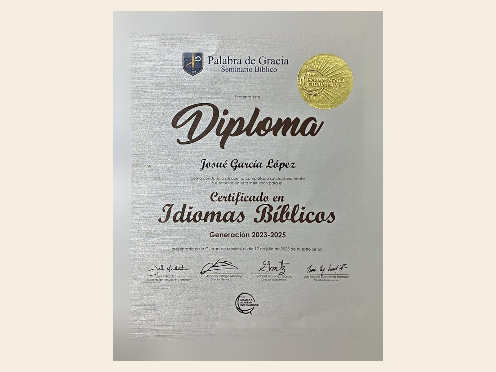 Diploma de Josué García López
