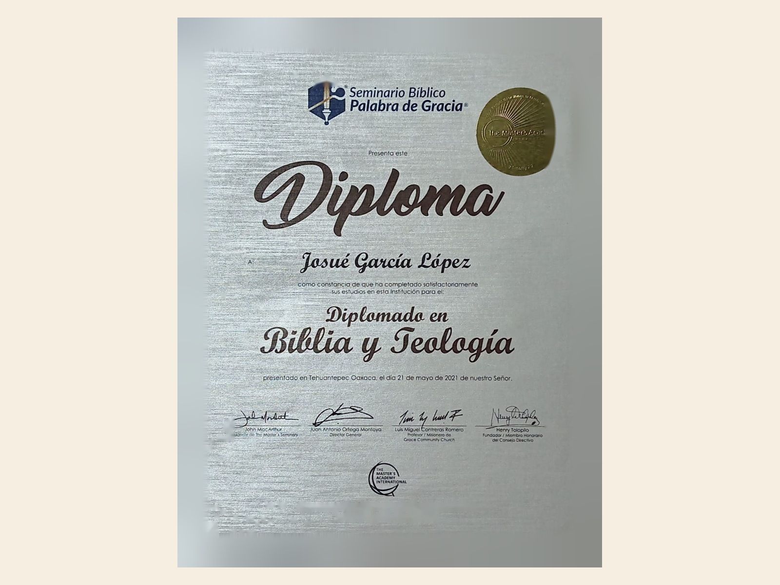 Diploma de Josué García López