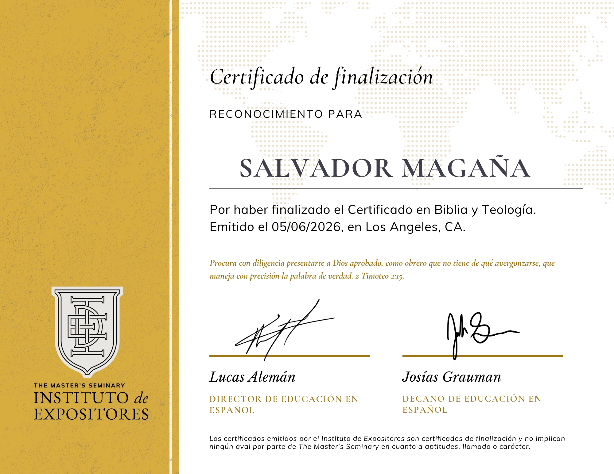 Diploma de Salvador Magaña