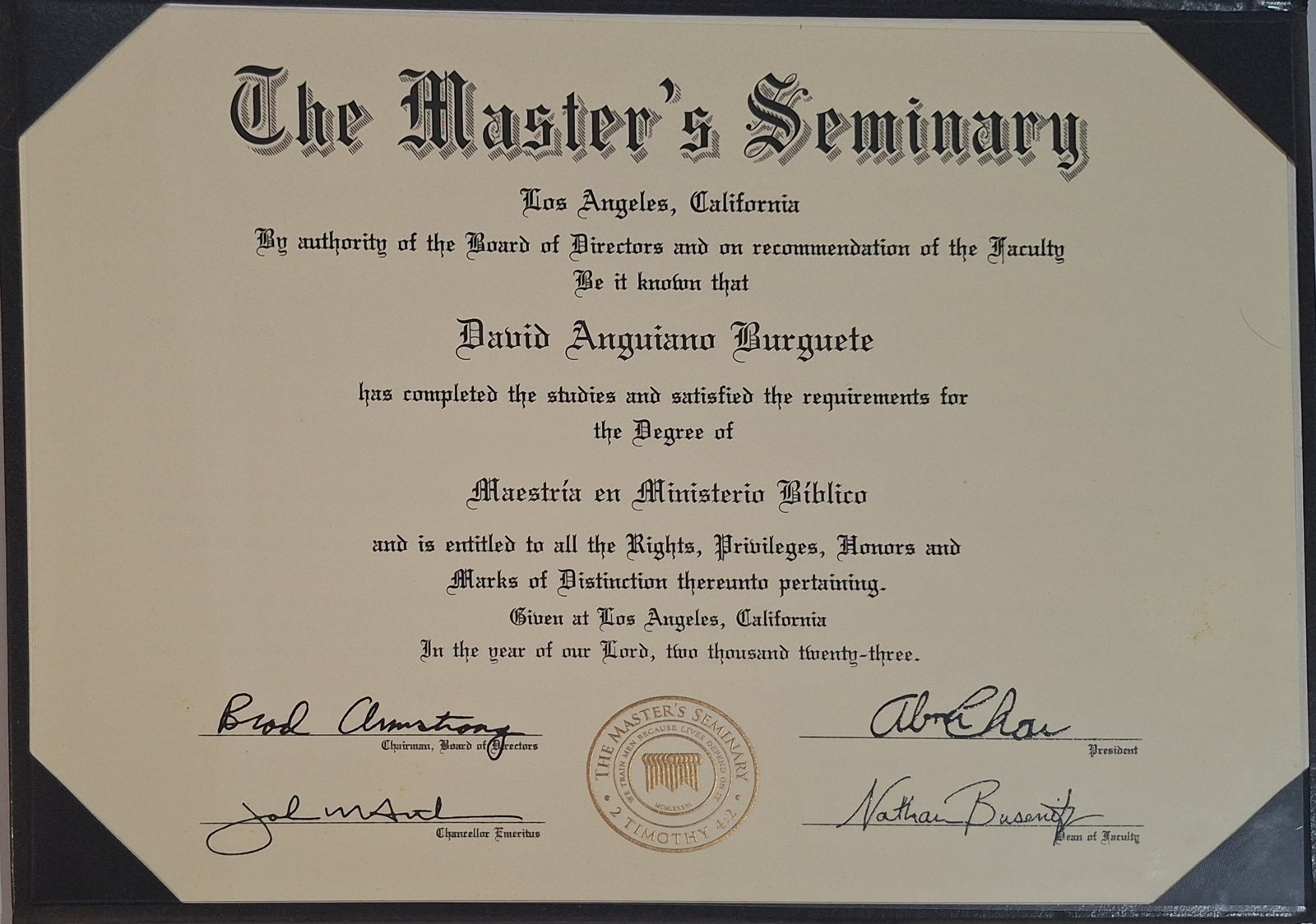 Diploma de David Anguiano Burguete