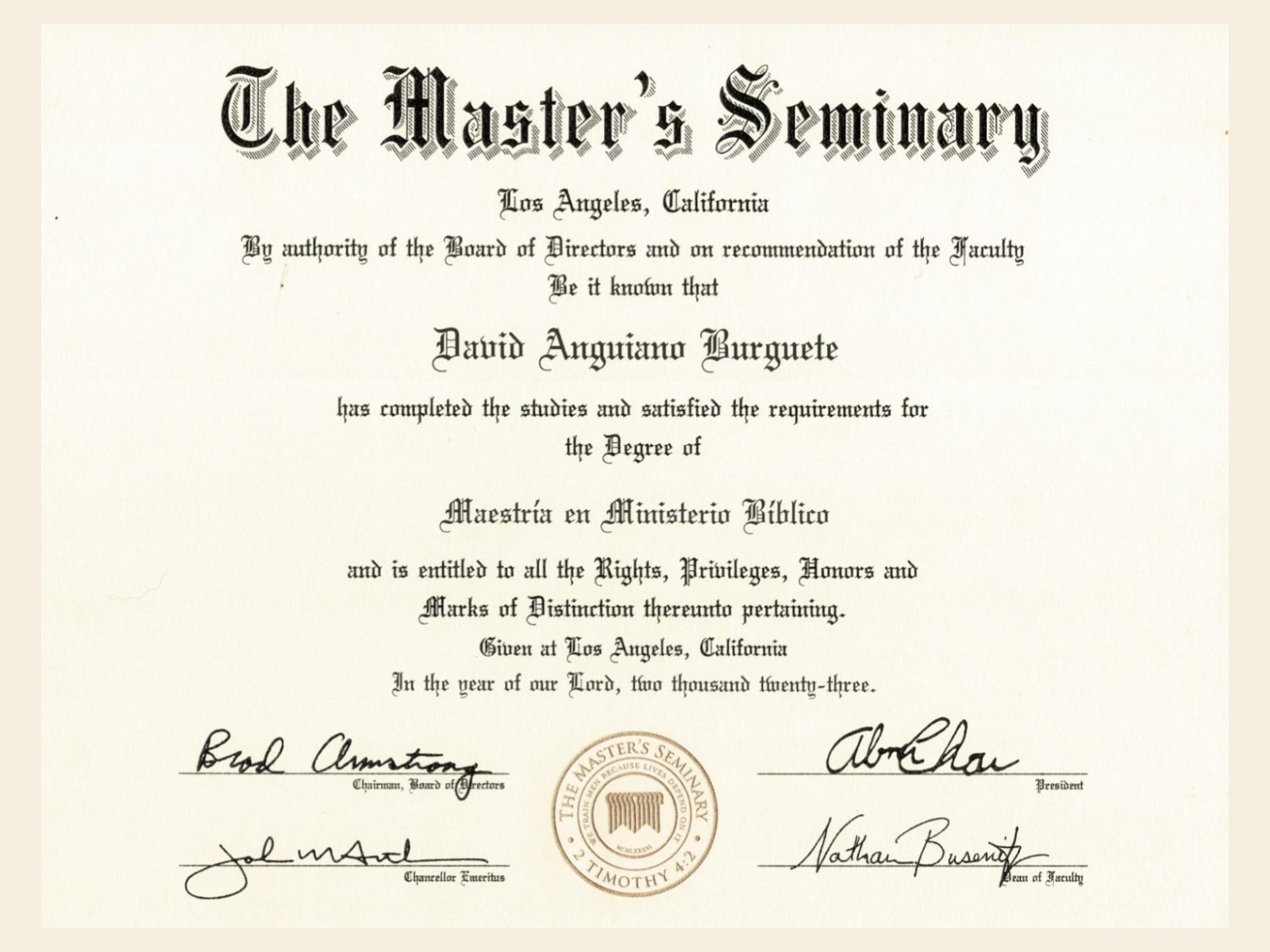 Diploma de David Anguiano Burguete