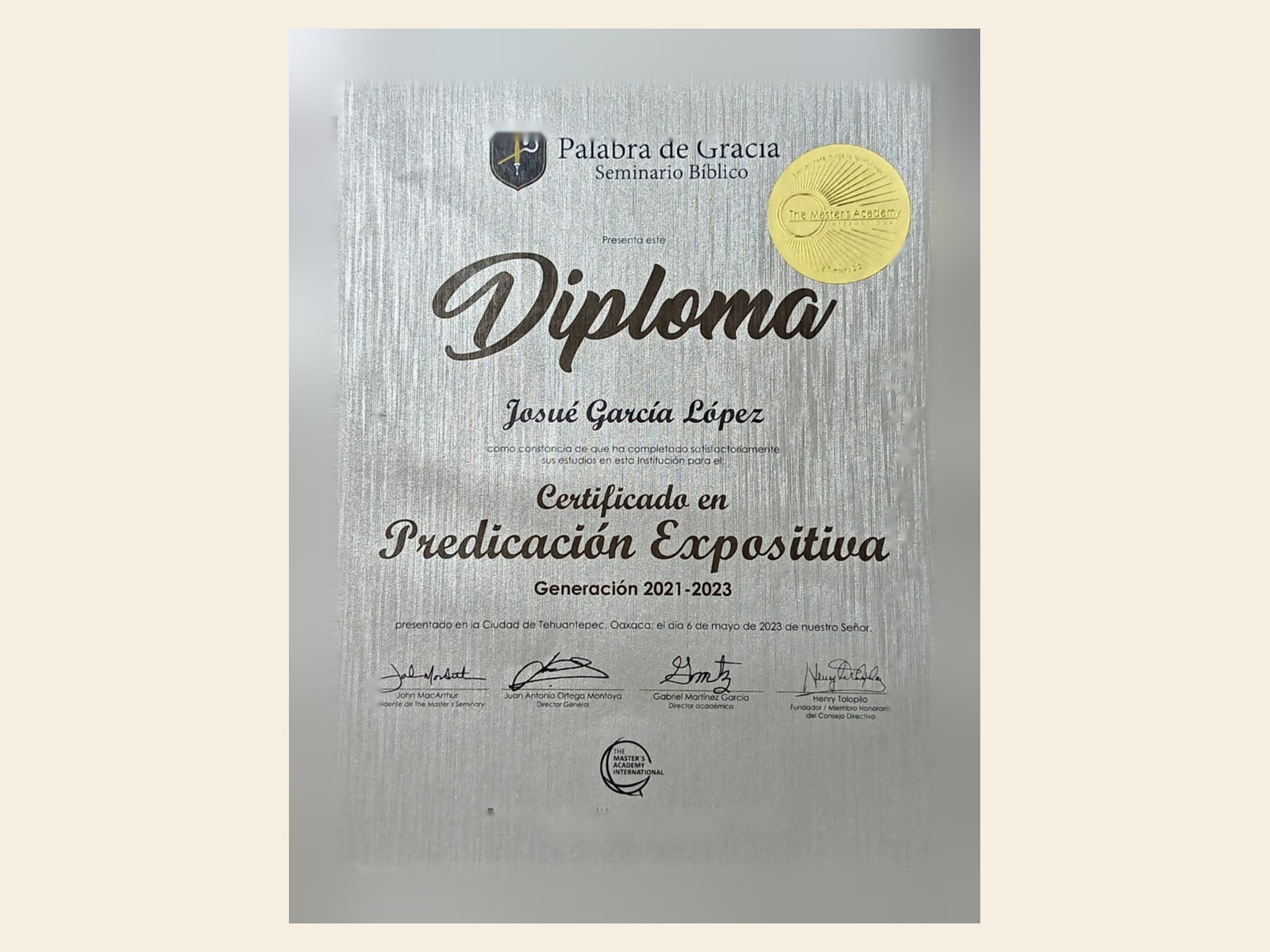 Diploma de Josué García López